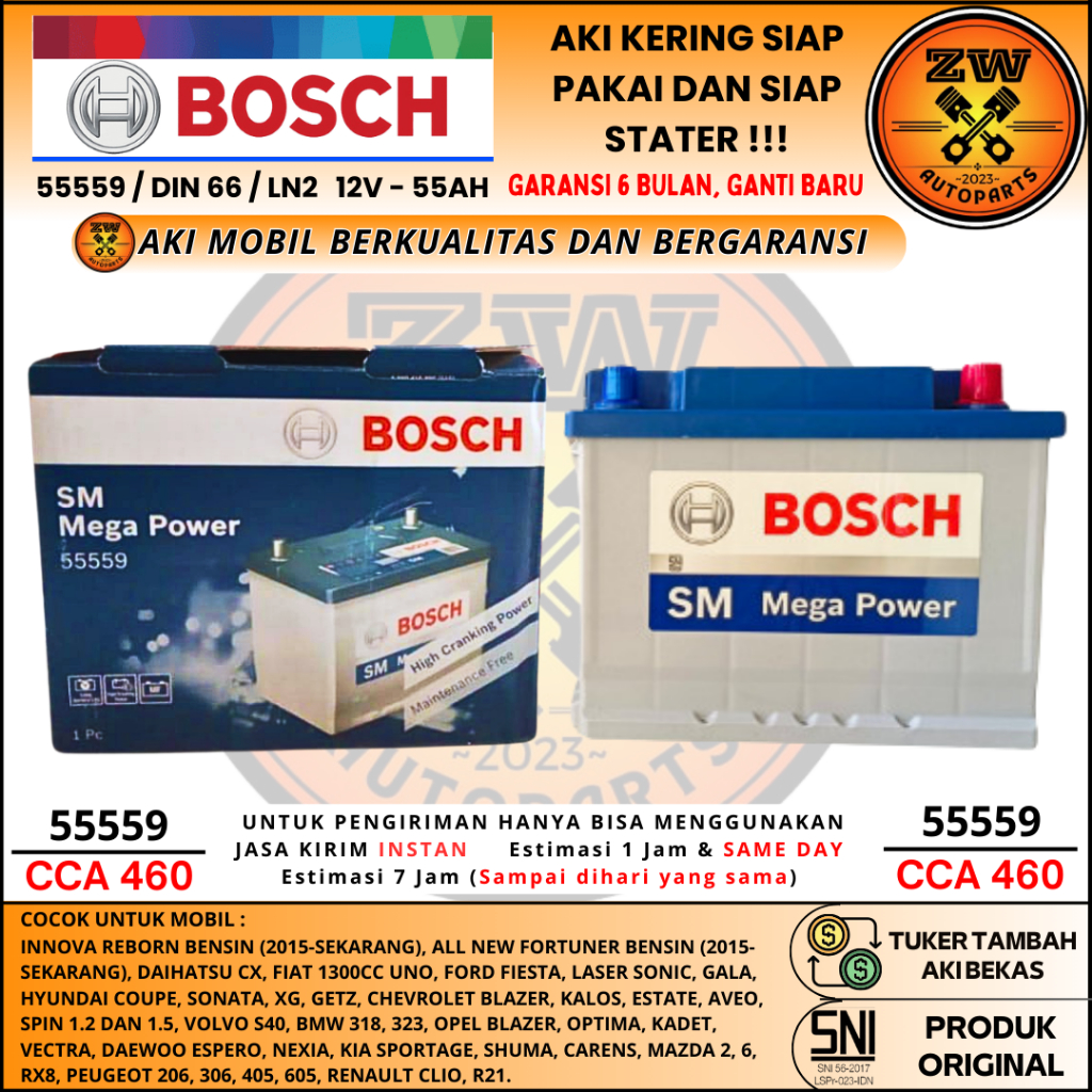 AKI MOBIL INNOVA REBORN BENSIN, FORTUNER BENSIN 55559 / DIN 66 BOSCH MF