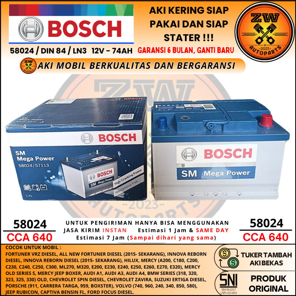 AKI MOBIL TOYOTA INNOVA REBORN DIESEL 58024 BOSCH MF AKI KERING ORIGINIAL