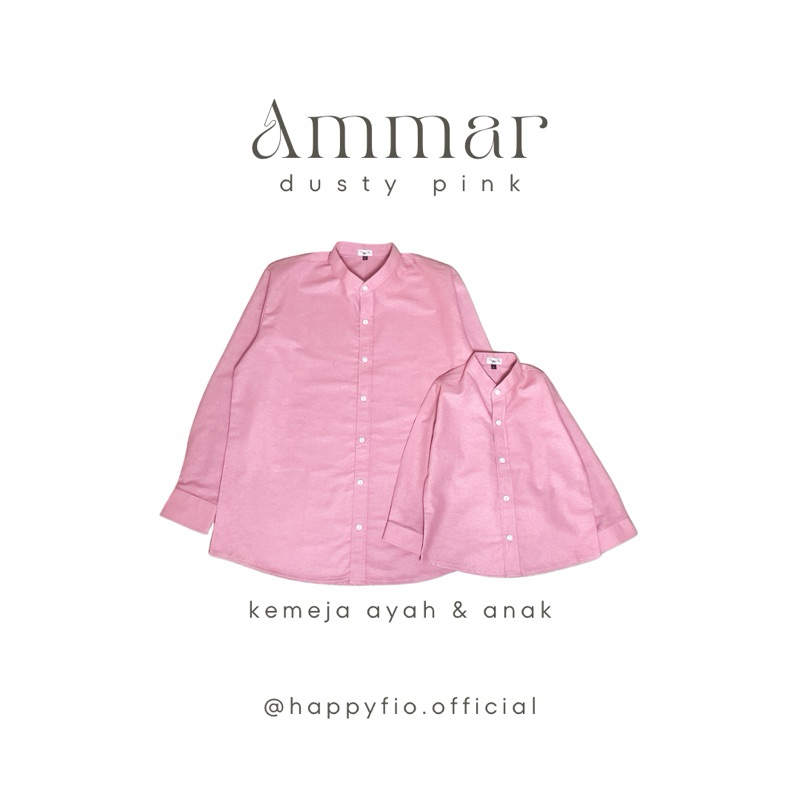 Kemeja Koko Couple Ayah Anak Lengan Panjang Ammar warna Dusty Pink by Happyfio