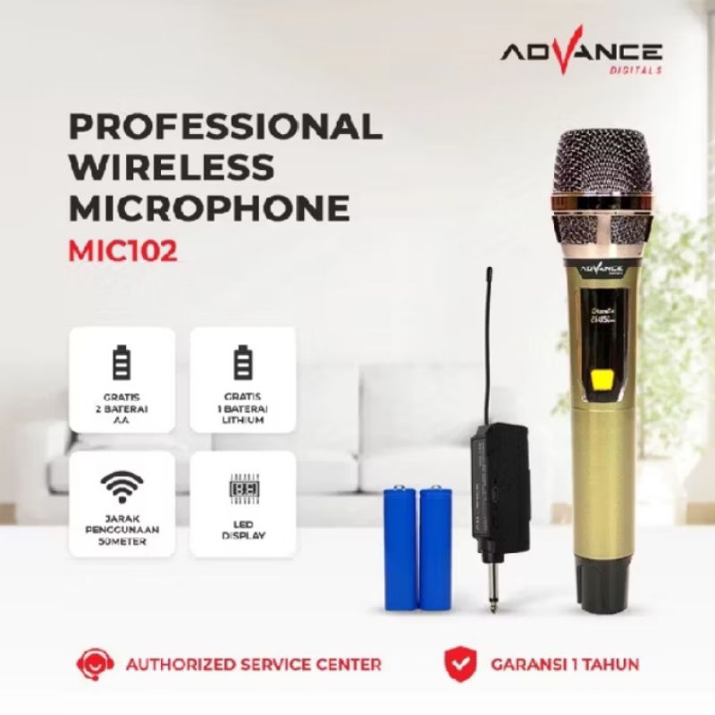 ADVANCE MICROPHONE WIRELESS MIC-102 MIC WIRELESS PROFESIONAL DYNAMIC