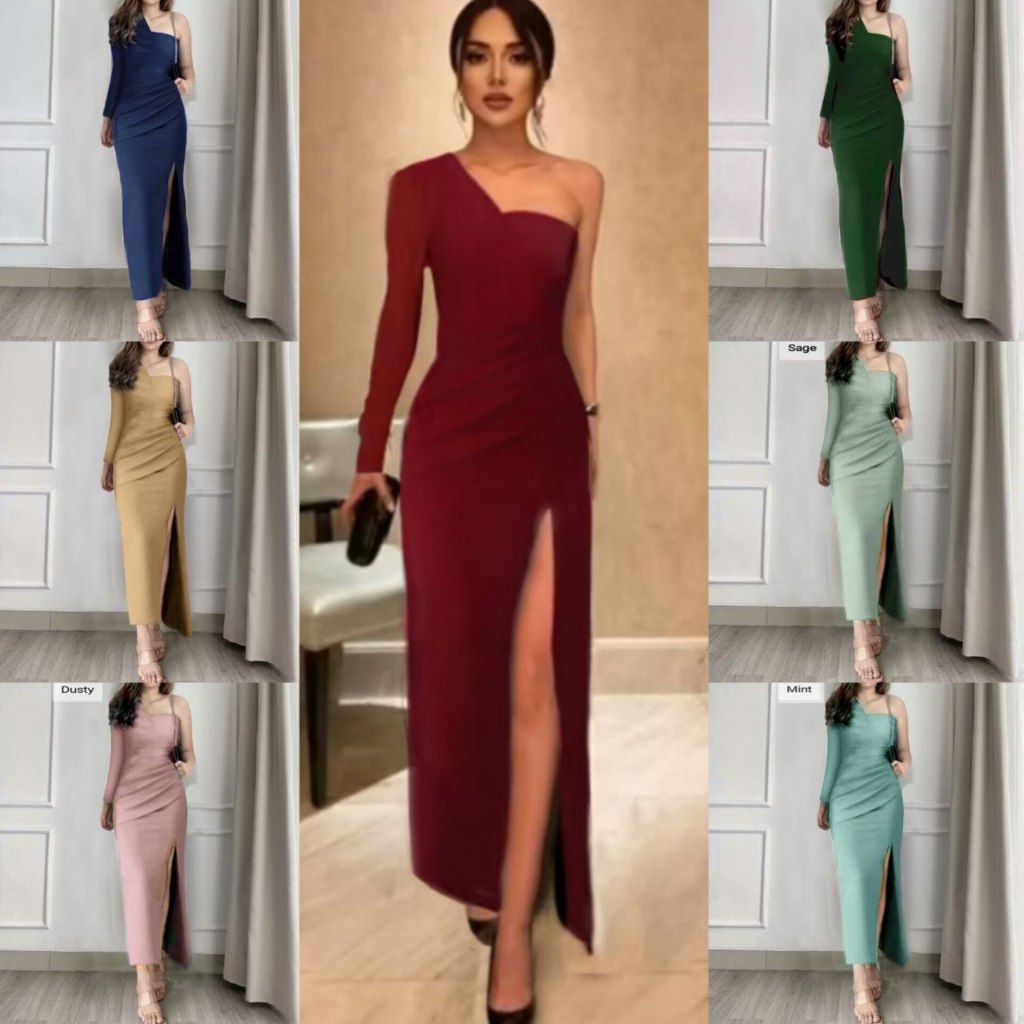 TERBARU - LONG DRESS SEXY SCUBA AHYEON SIZE M-L - NB20 - DRESS PANJANG PESTA - PARTY DRESS - MAXI LO