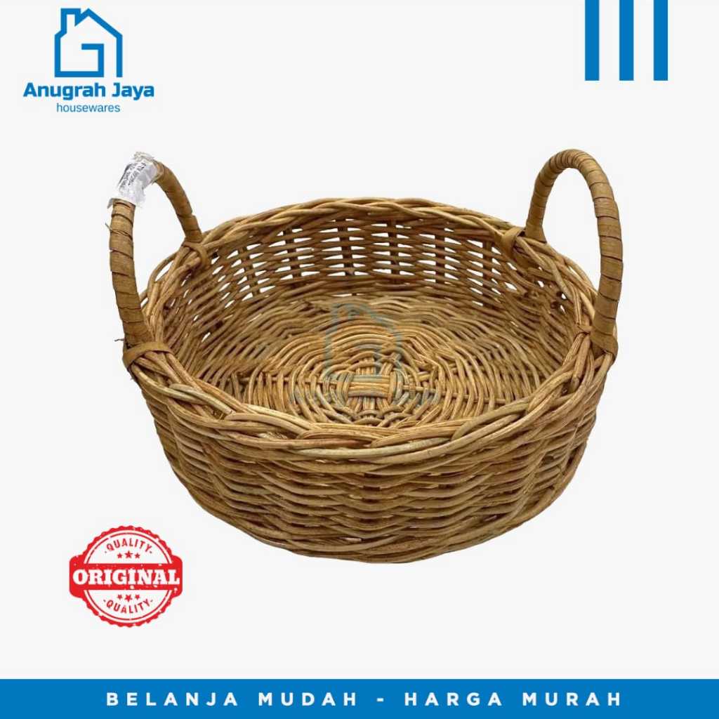 KERANJANG ROTAN BULAT TANGKAI KECIL (S)