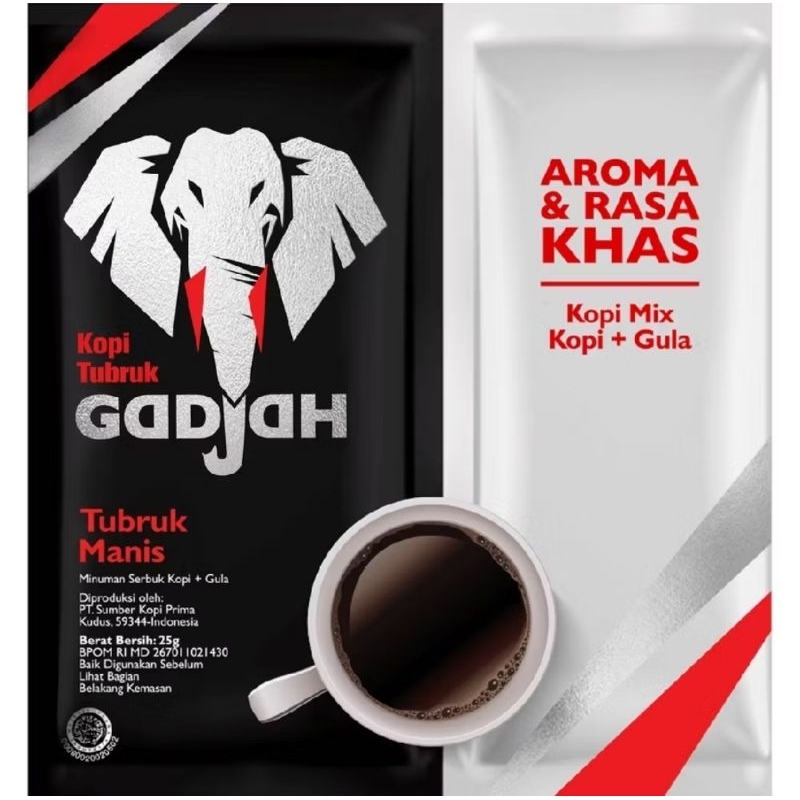 

Kopi Tubruk Gadjah Gula Terpisah 1 Renceng isi 10 Sachet