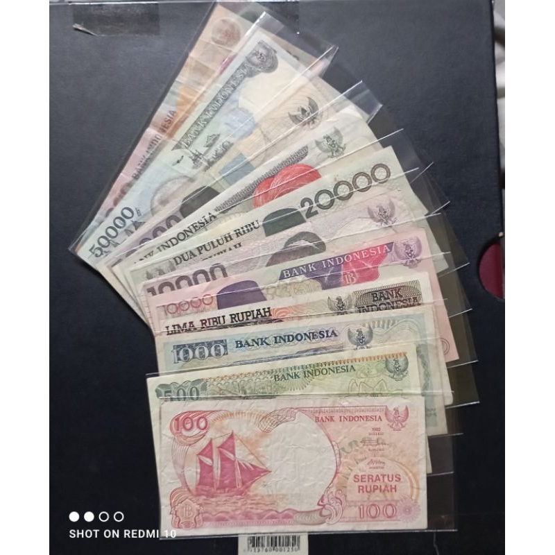 paket 11 lembar uang kertas kuno indonesia set lengkap tahun 90'an bekas beredar asli