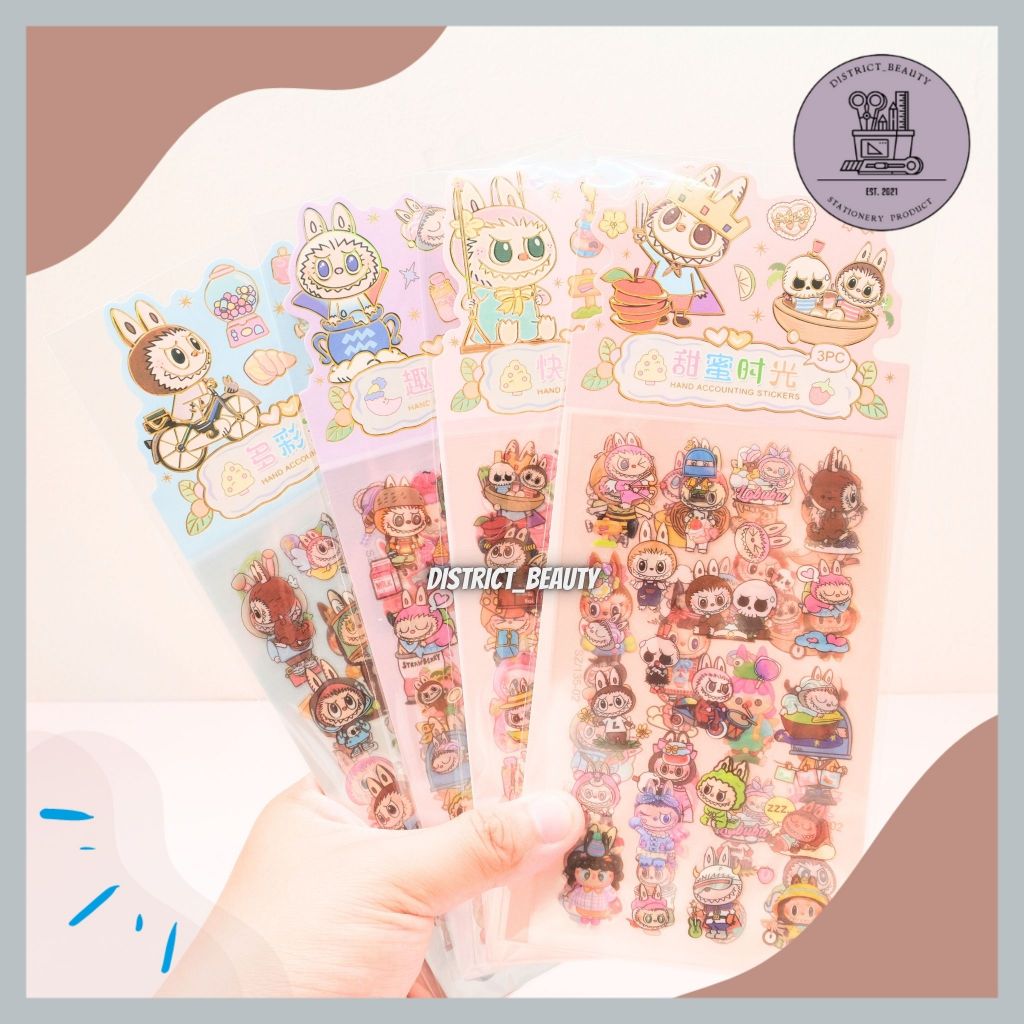 

STIKER 3 LEMBAR LABUBU STIKER ANTI AIR STIKER LABUBU LUCU TERMURAH