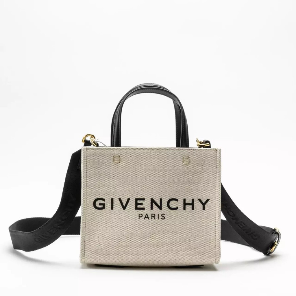 Givenchy Mini G Tote Shopping Bag Canvas Leather Beige