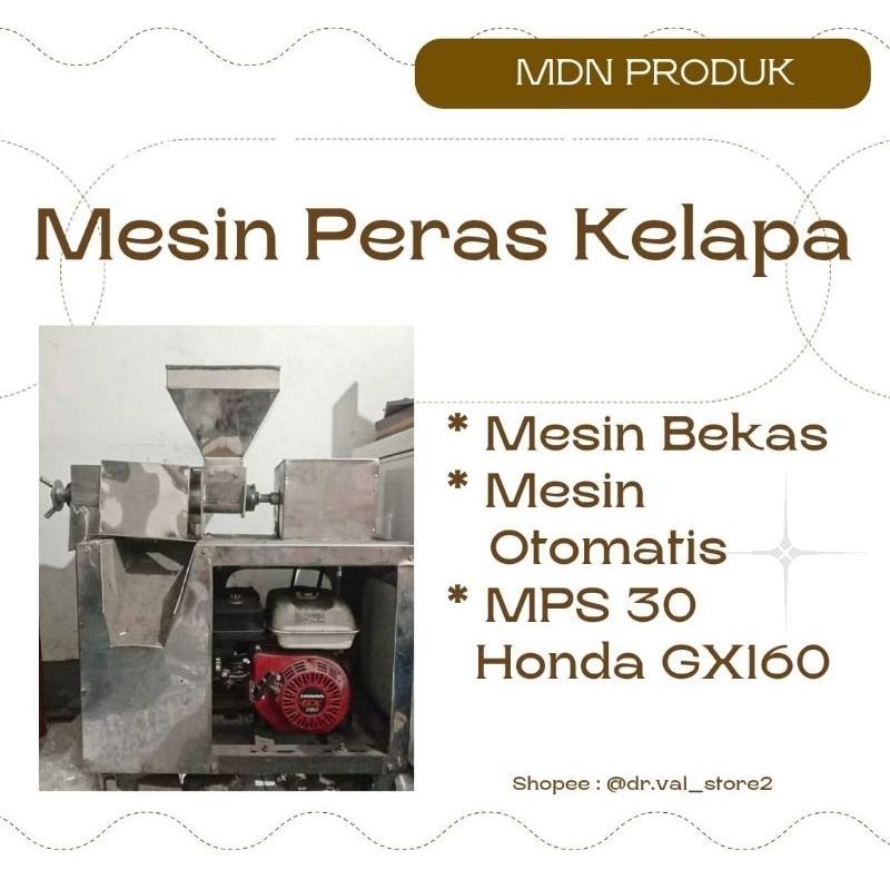 Mesin Peras Santan Seken / Bekas Mesin Peras Kelapa MPS 30 Honda GX160, bahan stenles baru dipake.1 