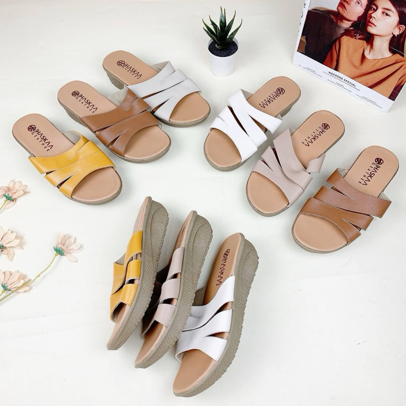 HASKAA LEATHER - Wedges Kulit Wanita - Wedges 3cm
