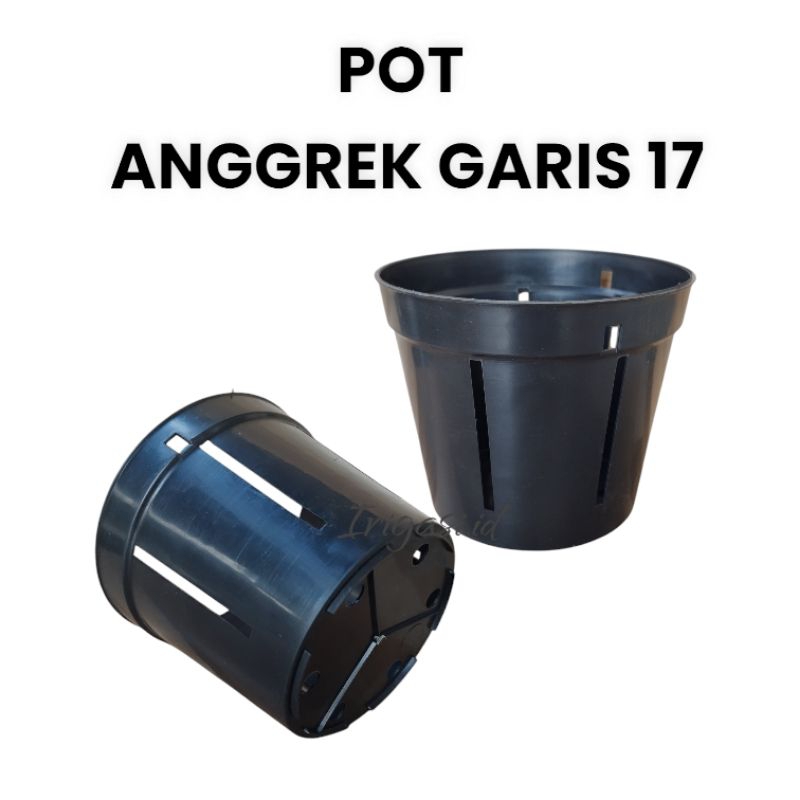 IGI - Pot Anggrek Garis 17 Pot Plastik Pot Anggrek Hitam Pot Gantung Pot Tanaman Bunga GantungIGI