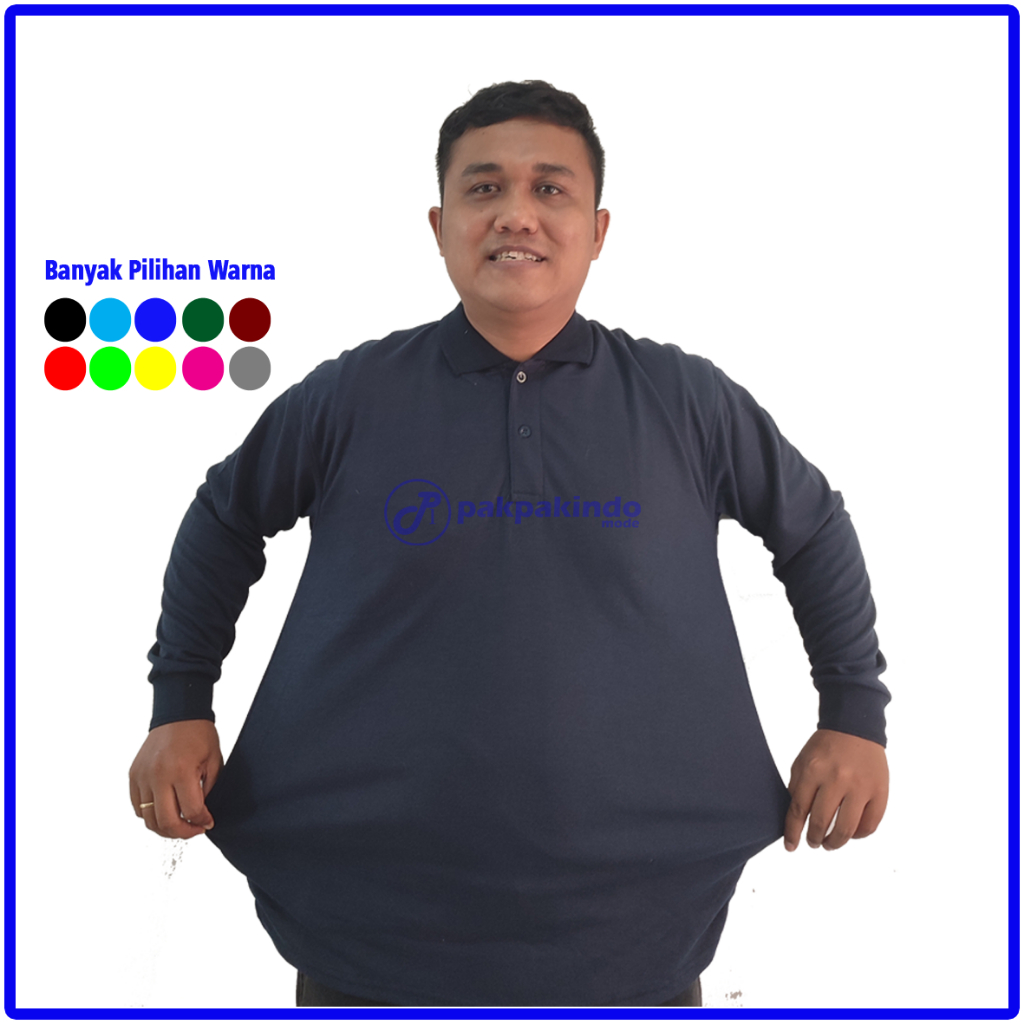 BAJU KAOS KERAH POLO POLOS JUMBO LENGAN PANJANG PRIA WANITA TERBAIK