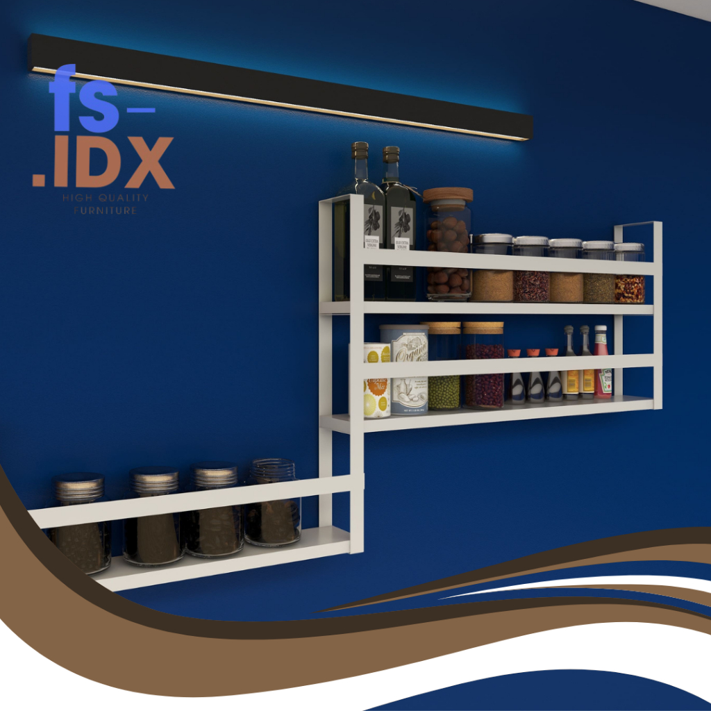 Rak dinding rak bumbu rak serbaguna rak kayu dan rak besi