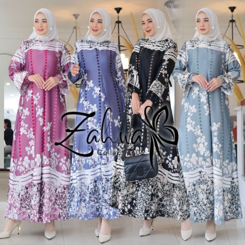 Gamis teratai | Gamis silk terbaru | Gamis diora silk