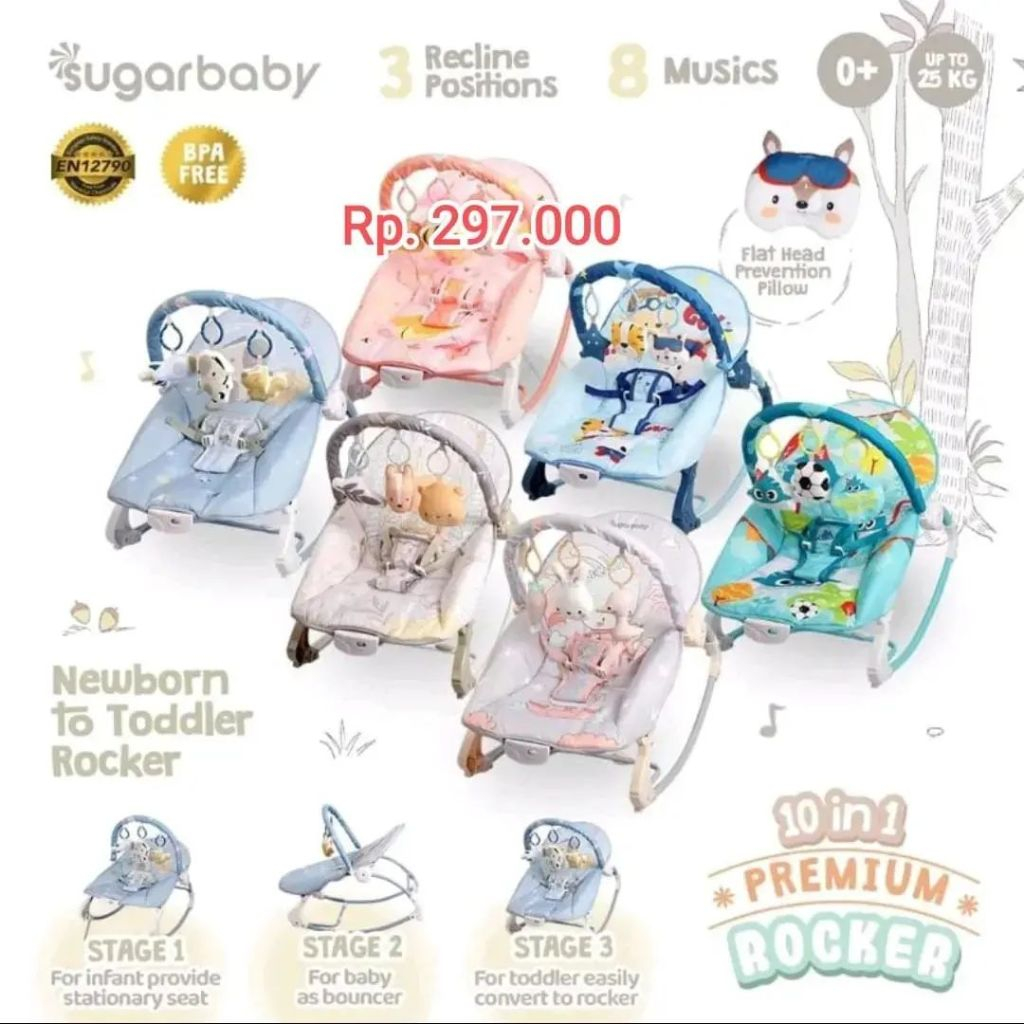 SADHO.STORE - SUGARBABY 10IN1 PREMIUM ROCKER / BOUNCER / AYUNAN ELEKTRIK