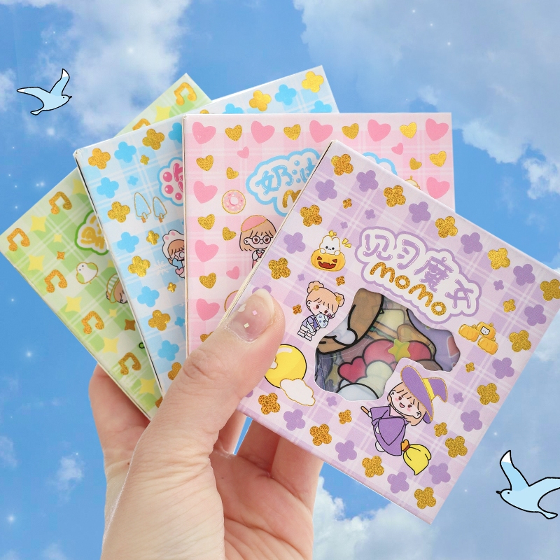 

100lembar/set Sticker karakter MOMO lucu anti air Stiker motif kartun aesthetic waterproof utk dekorasi scrapbook DIY kado hadiah gift anak