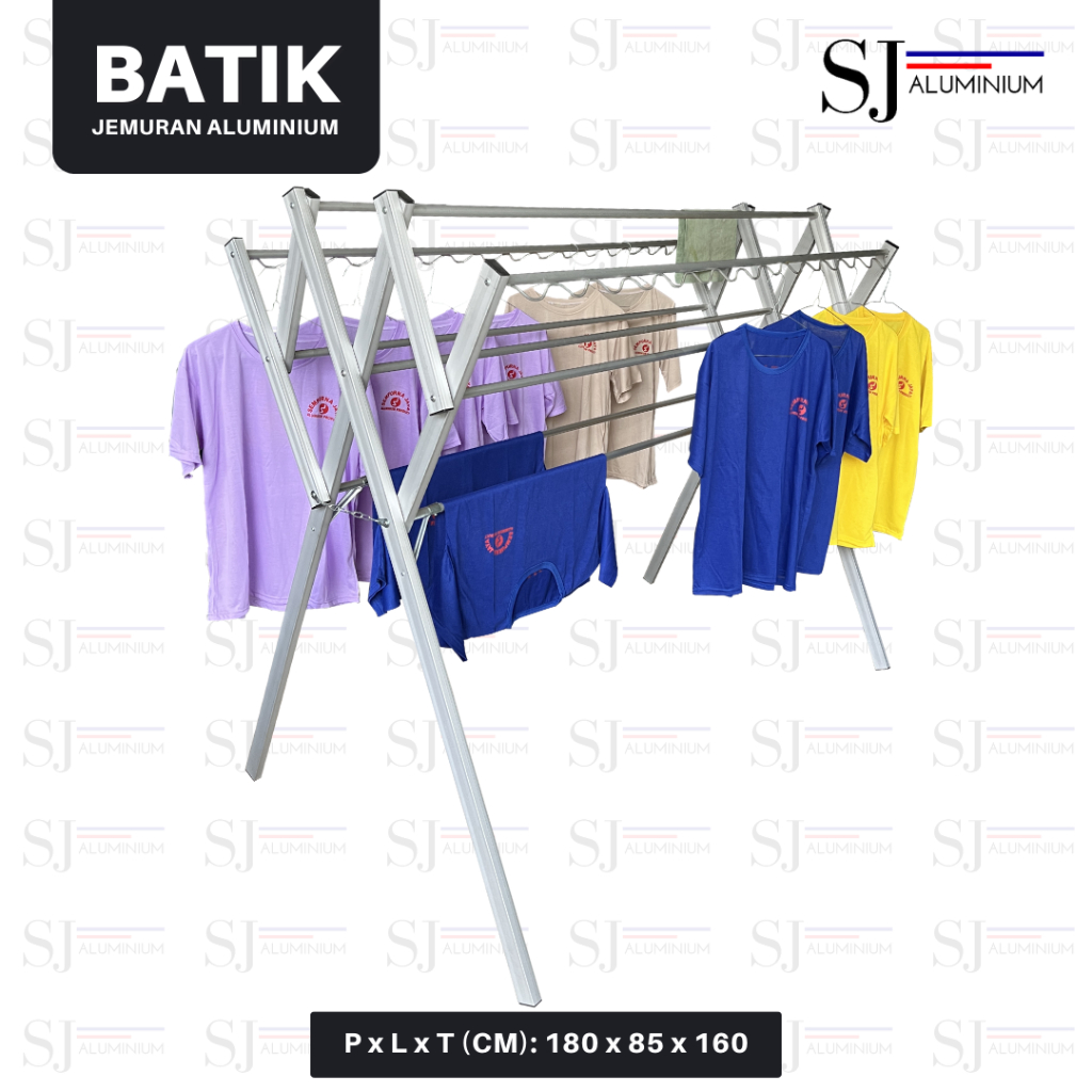 Jemuran BATIK - Jemuran Baju Aluminium - Jemuran Pakaian Aluminium - Jemuran Handuk Lipat - Jumbo 18