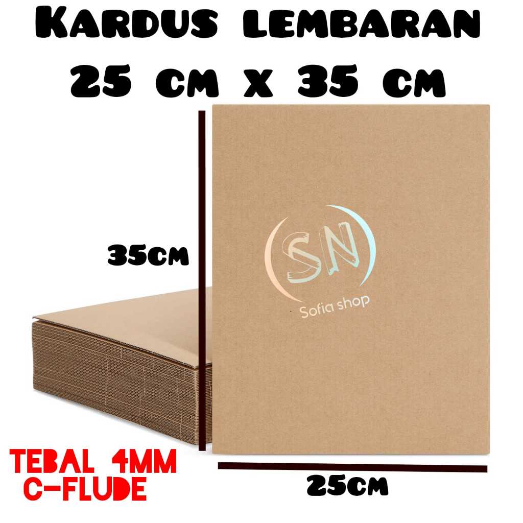 

TEBAL 4 MM KARDUS KARTON LEMBARAN 25x35 cm / 35 x 25 cm / 35x25 cm SINGLE WALL C-FLUDE CORRUGATED SHEET POLOS BARU