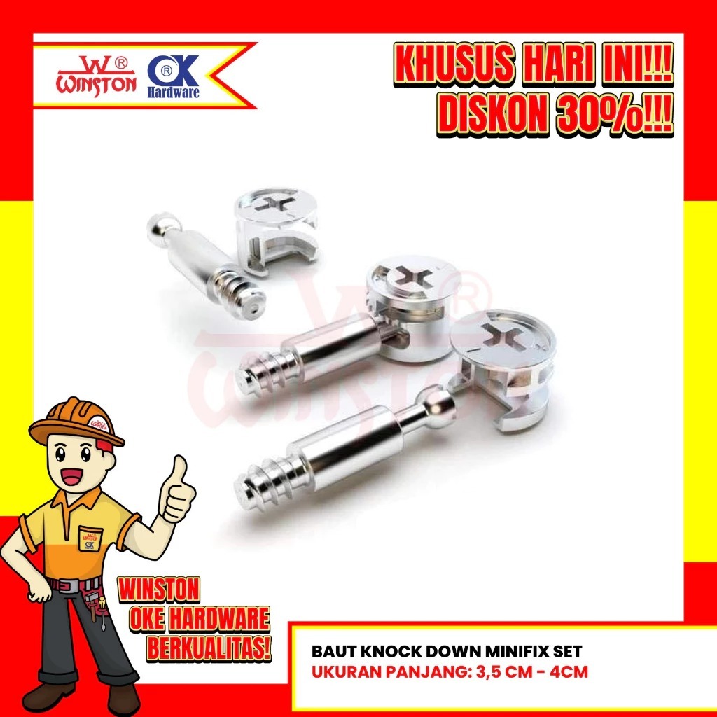promo Baut Mini Knock Down Minifix Set Sambungan Kayu Socket Furniture Termurah