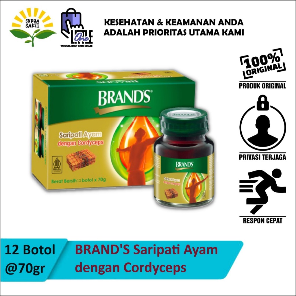 

BRANDS SARIPATI AYAM 70 GRAM x 12 BOTOL DENGAN CORDYCEPS