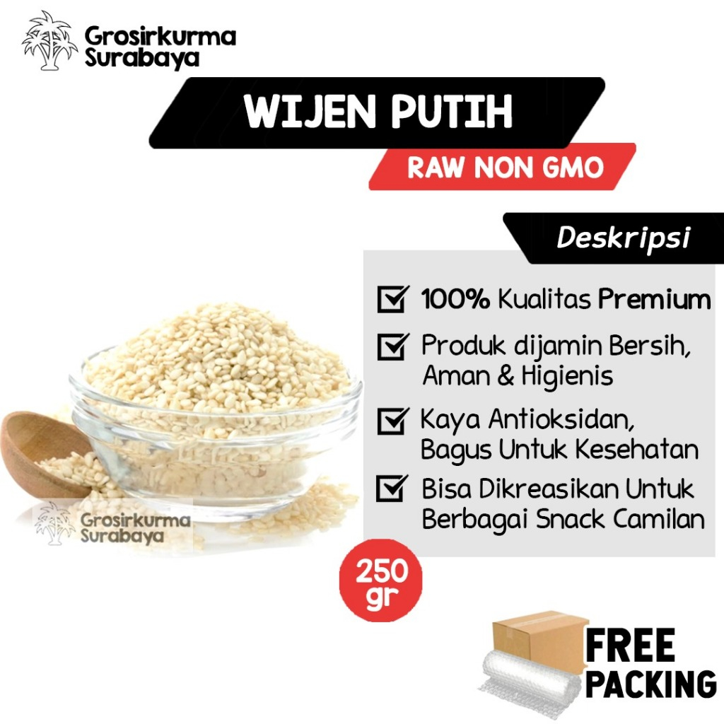 

250gram White Sesame Seeds RAW / Biji Wijen Putih Organic Natural Premium Original Kualitas Bagus