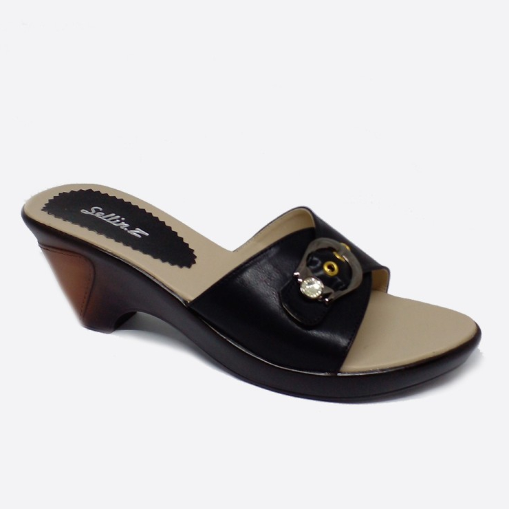Clogs Heels 7cm Sandal wanita wedges Ibu ibu Kondangan Hitam Matte HR11 Originial Sellin.z