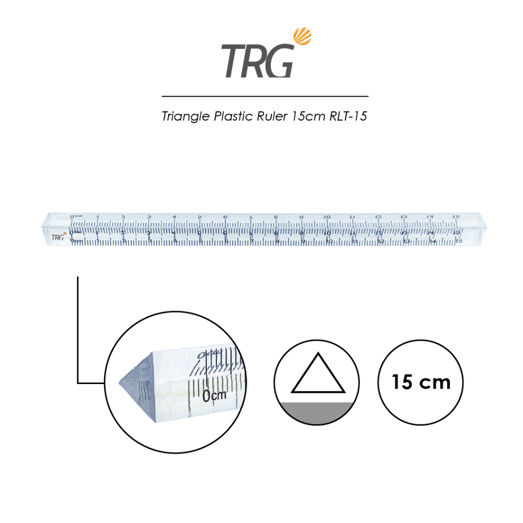

TRG Triangle Plastic Ruler 15cm RLT-15 - Penggaris Plastik Segitiga 15 cm TRG