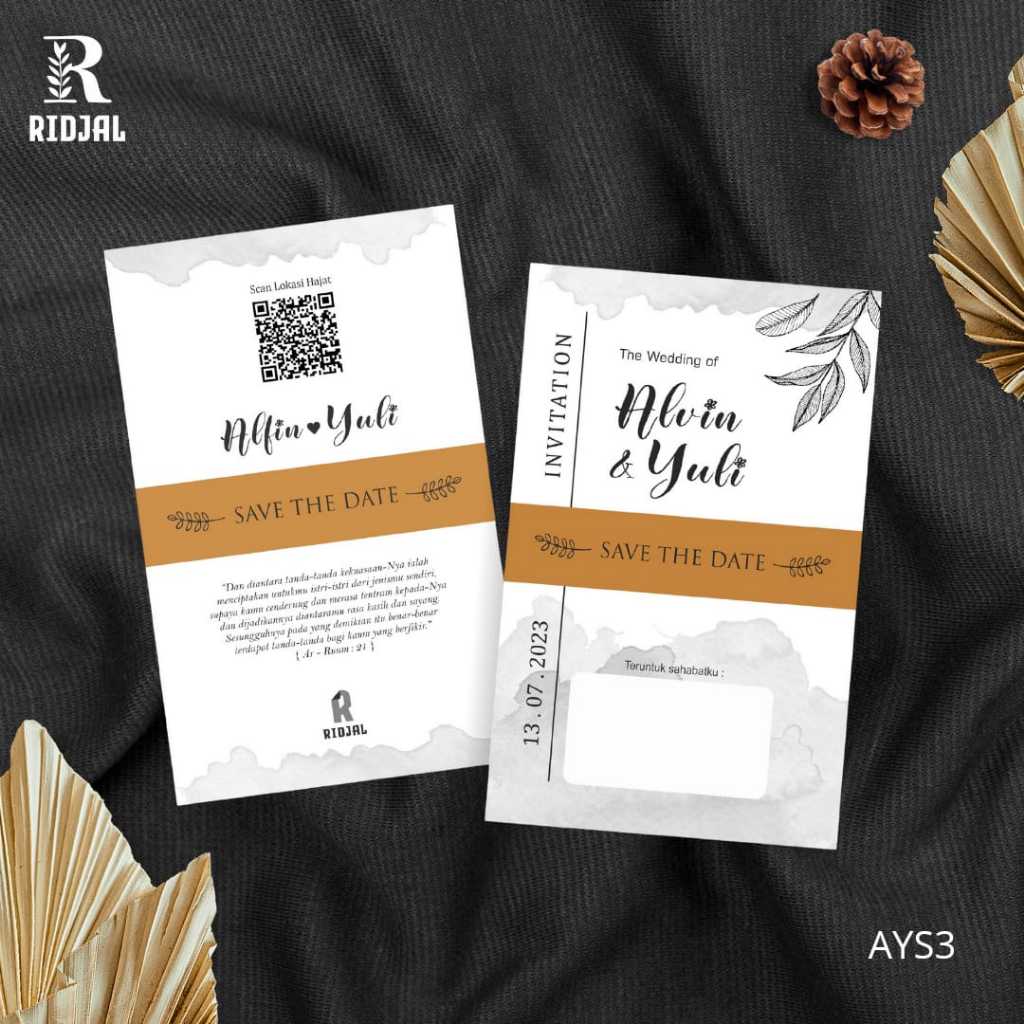 UNDANGAN PERNIKAHAN MODEL SABUK KERTAS MONOCHROME HITAM PUTIH SIMPLE AESTHETIC WEDDING INVITATION