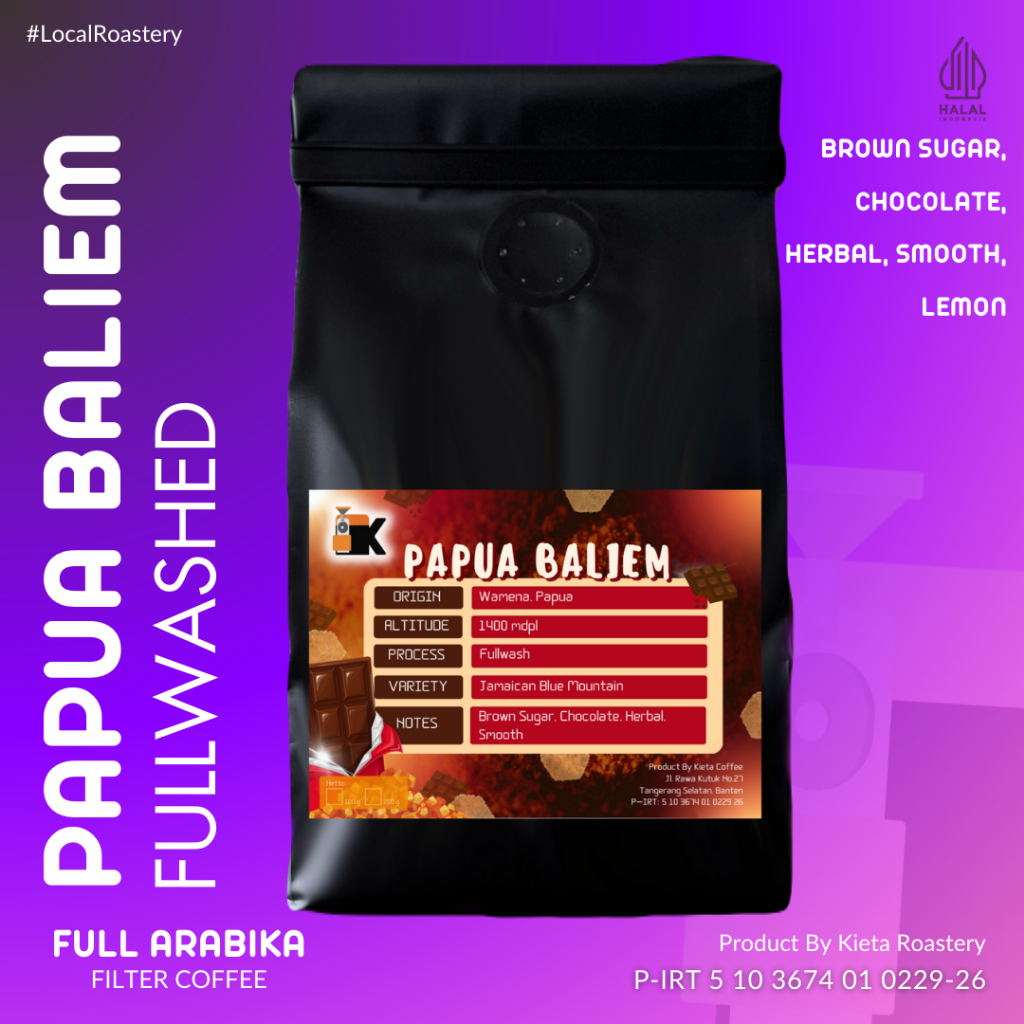 

Kieta Roastery - Biji Kopi Papua Baliem 100% Arabika 200gr / Bubuk Roasted Coffee Bean Filter Single Origin