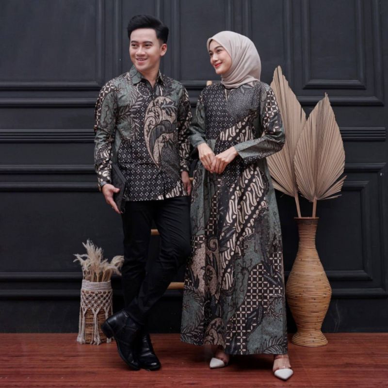 Baju batik couple pasangan suami istri set couple pasangan gamis busui tali samping standar jumbo ba