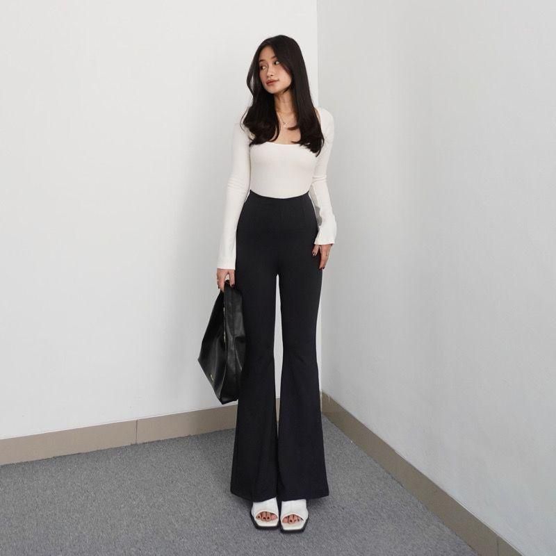 Flare Pants - Celana Kulot Semi Cutbray Wanita Celana Highwaist Scuba Premium
