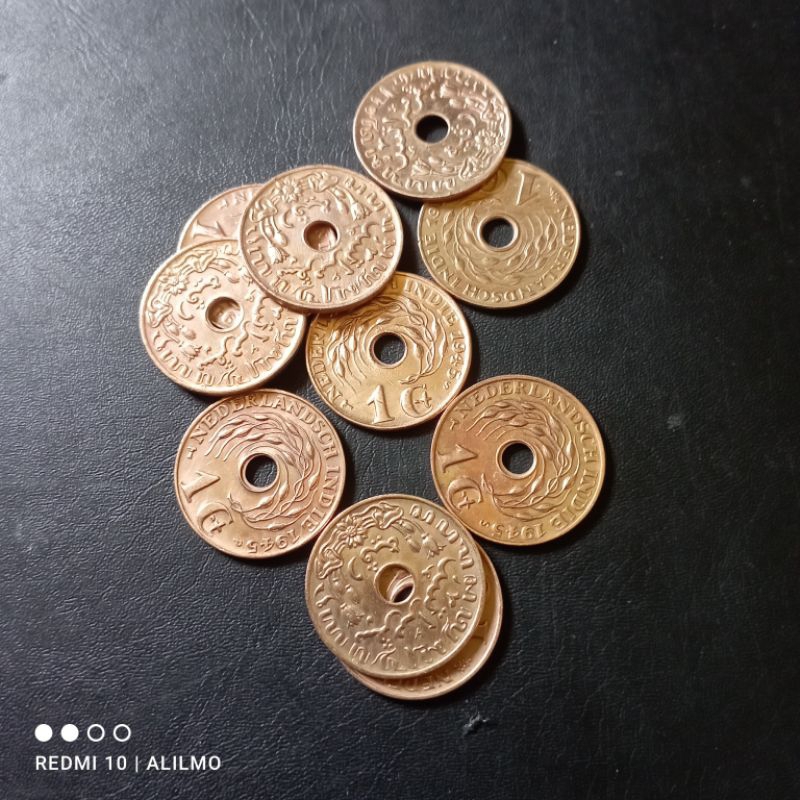 uang koin kuno 1 sen bolong bekas baik asli 1936-1937-1938-1939-1942