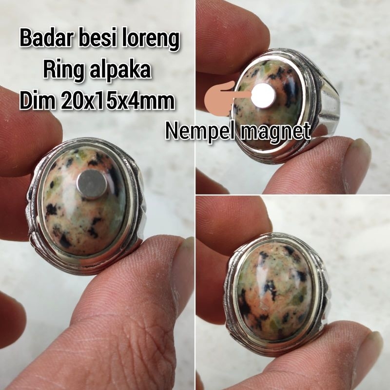 CINCIN PRIA BATU BADAR BESI LORENG RING ALPAKA SUPER