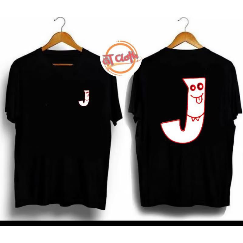 "KAOS DISTRO INISIAL HURUF J LOGO MONSTER / KAOS CUSTOM / UNISEX BAHAN COTTON COMBED 30S