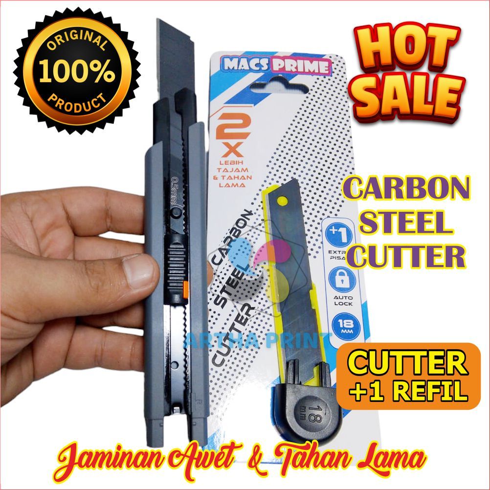 

CUTTER CARBON STEEL PISAU CUTER BESI BESAR KUAT CUTTER MACS PRIME +1 REFIL