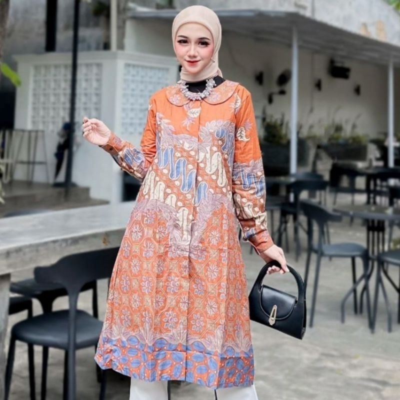 Tunik batik wanita moderen | Baju batik tunik termurah | Batik tunik wanita masakini
