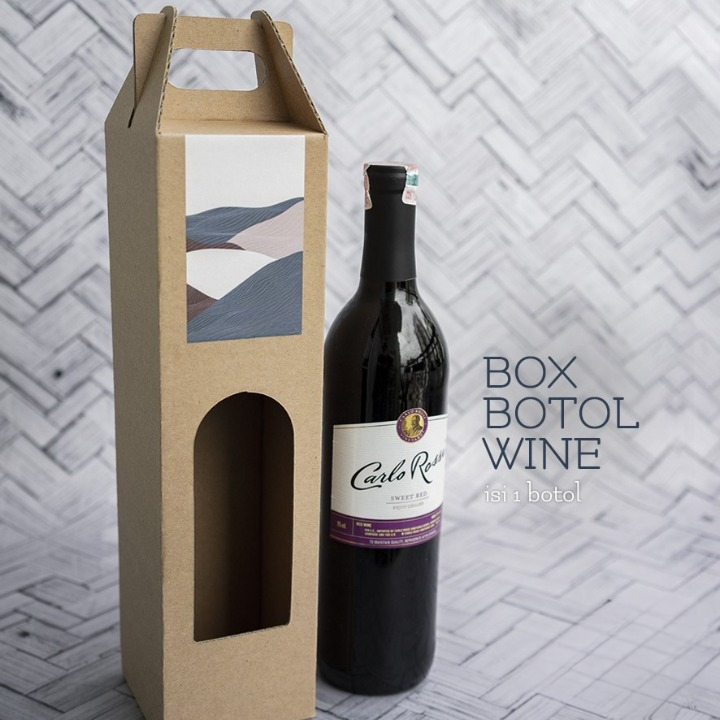 

(10pcs) kardus botol wine kotak box kemasan botol win packaging ukuran 8,5x8,5x31 cm Dus jinjing botol wine box tenteng botol syrup