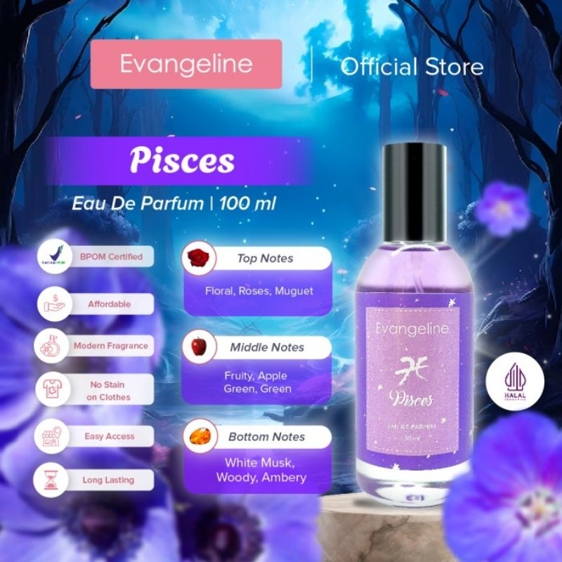 ❤ATASHOP❤ EVANGELINE EAU DE PARFUM ZODIAK PISCES 50ML