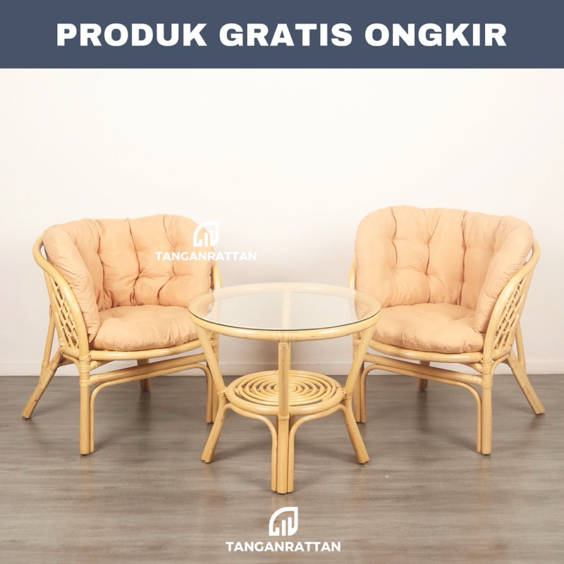 Kursi Teras Rotan Bahama Minimalis / Kursi Tamu Rotan / Kursi Cafe Rotan Minimalis