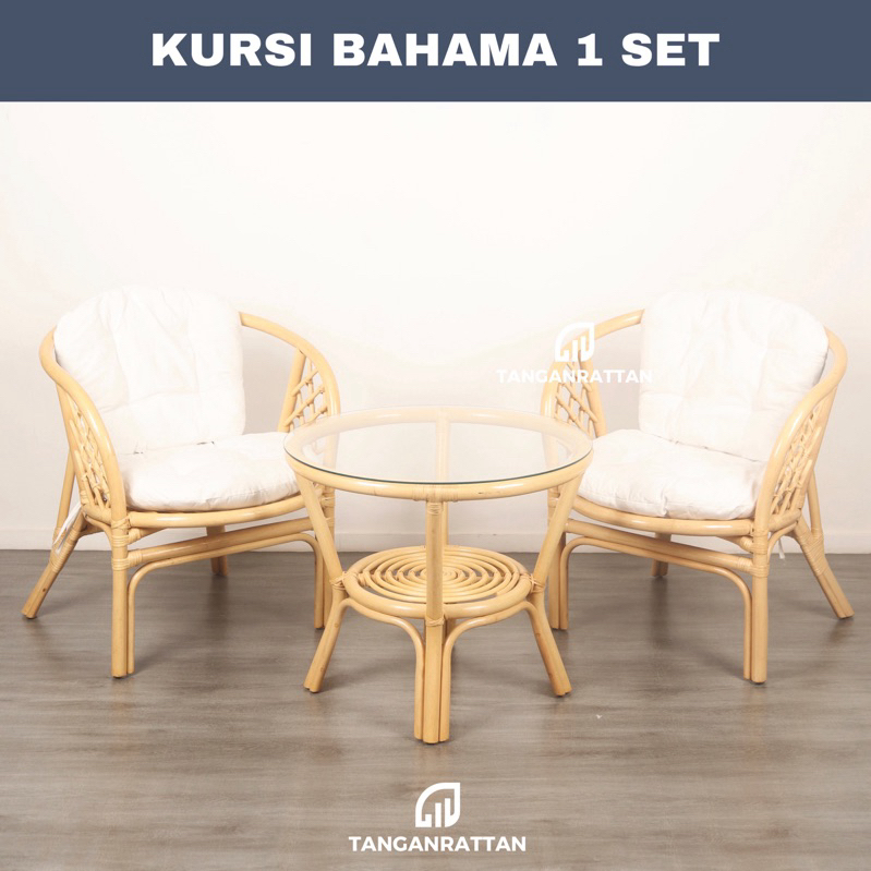 Kursi Teras Rotan Bahama Minimalis / Kursi Tamu Rotan / Kursi Cafe Rotan Minimalis