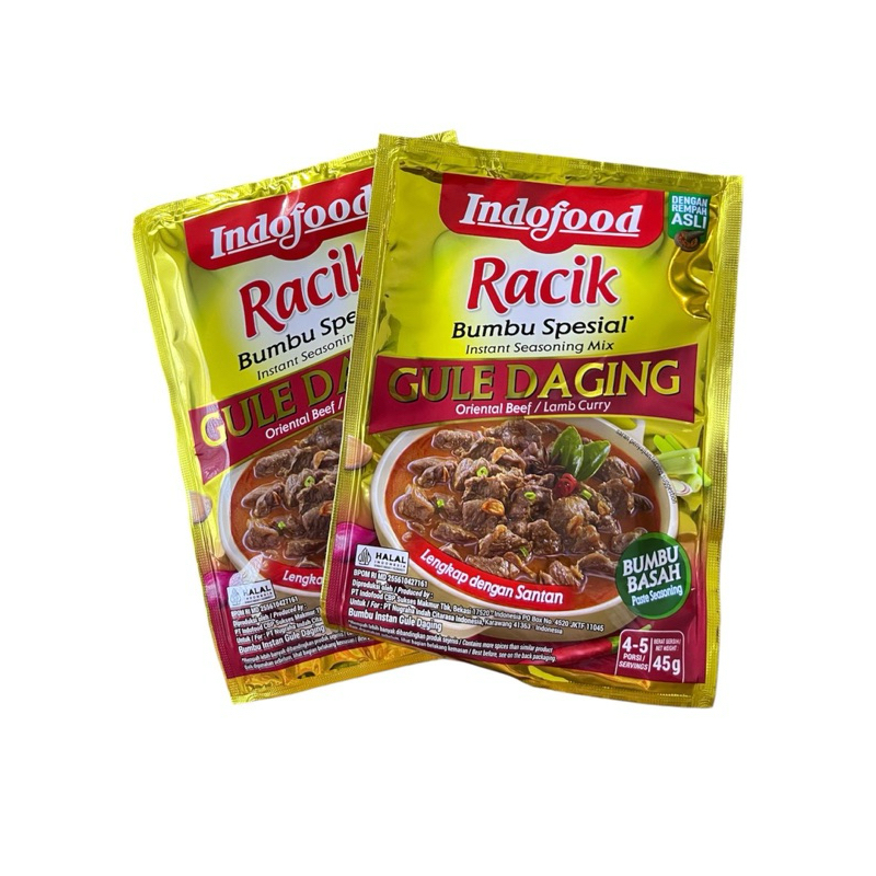 

Indofood Racik Bumbu Spesial Gule Daging Oriental Beef / Lamb Curry 45g - 1 pcs