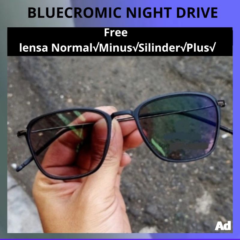 (uniseks)KACAMATA BLUECROMIC DRIVE ANTI RADIASI PHOTOCROMIC BLUERAY free ukuran lensa normal minus s