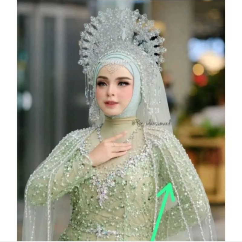 Slayer Jubah Pengantin //Slayer Mutiara Mewah // Aksesoris Gaun Pengantin Full Payet