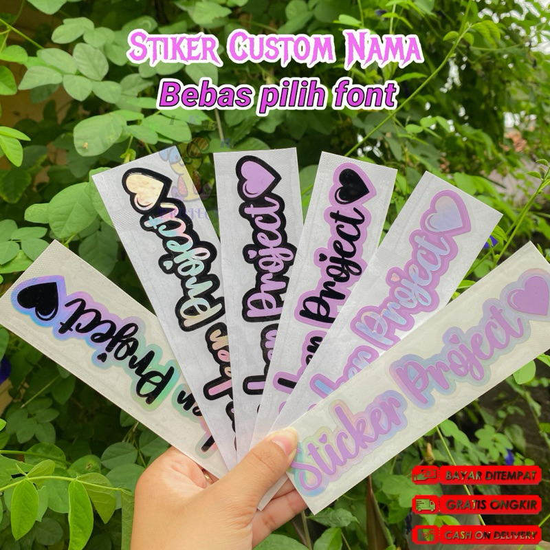

Sticker cutting custom nama tumpuk 2 warna stiker helm motor keren cantik