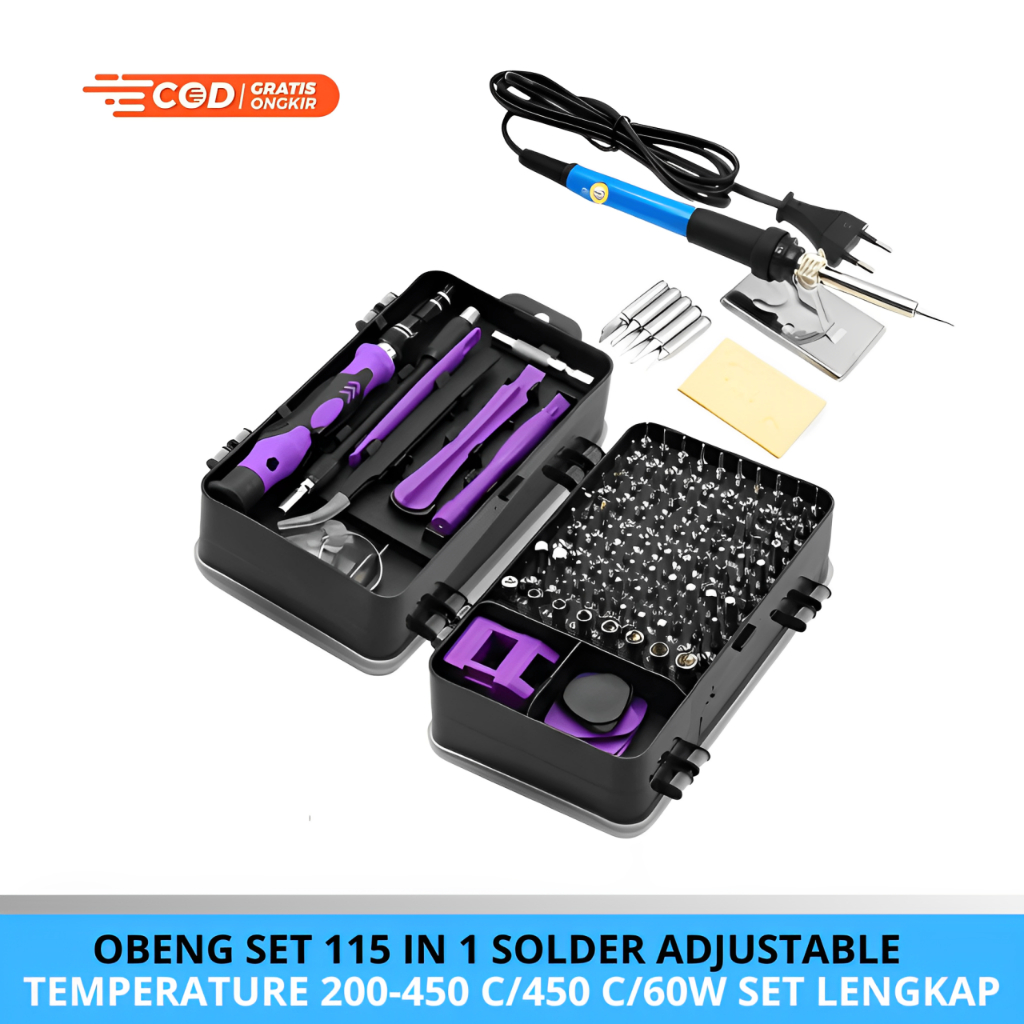 ORIGINAL | Obeng HP Set 115 in 1 Torx Kunci Set Alat Service | obeng set 115 in 1 | solder listrik s