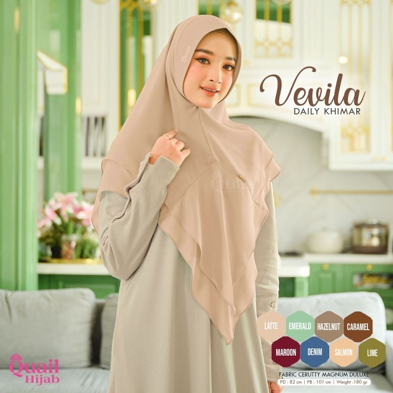 VEVILA CASUAL DAILY HIJAB, KHIMAR CERUTY DENGAN SOFT PAD