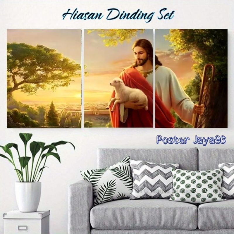 (Harga 1SET) Hiasan Dinding SET Yesus Gembala//Dekorasi Dinding SET Yesus Gembala