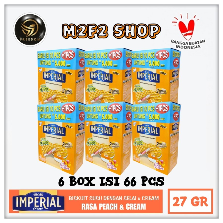 

Imperial Creme Peach | Biskuit Susu Selai Rasa Peach & Krim Sachet - 27 gr (Kemasan 6 Box)