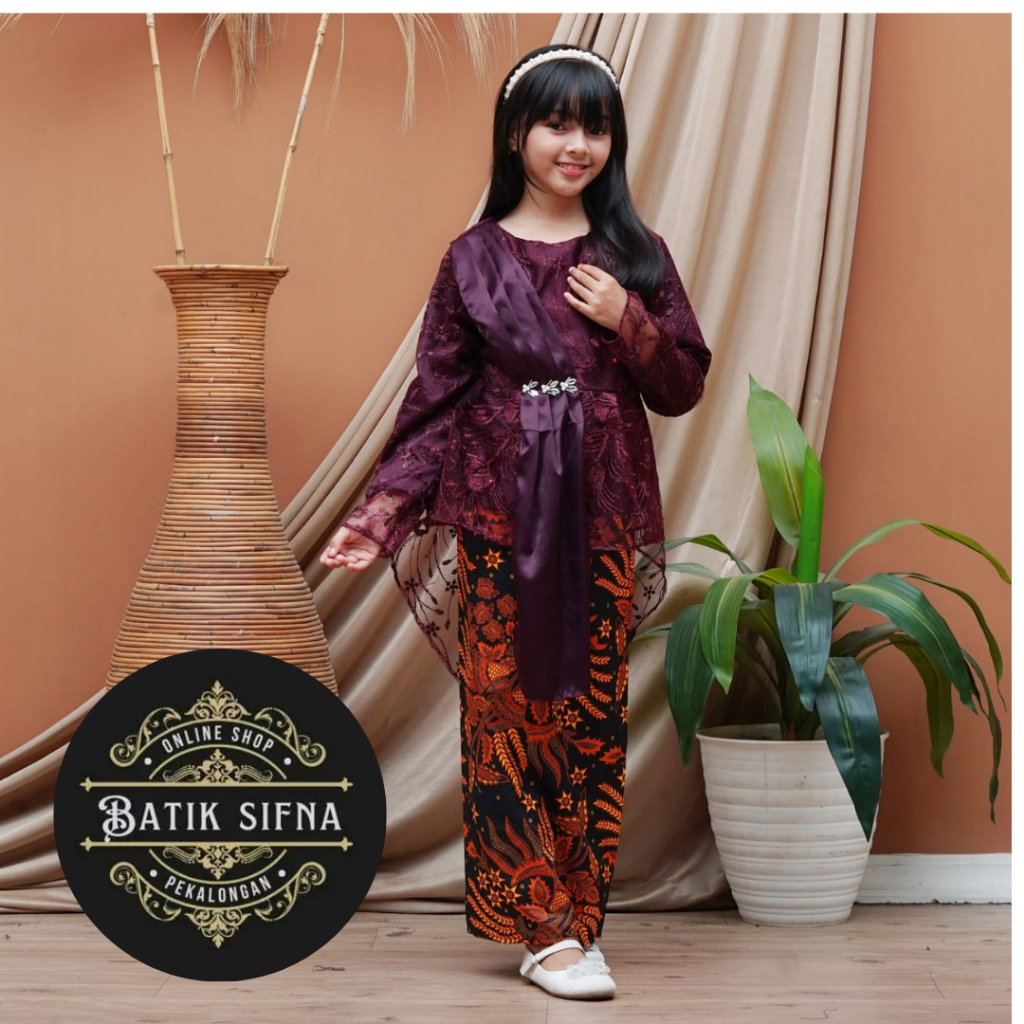 Kebaya Anak Perempuan Umur 5 6 7 8 9 10 Tahun Anak TK SD Setelan Brokat Kebaya Batik Baju Pesta