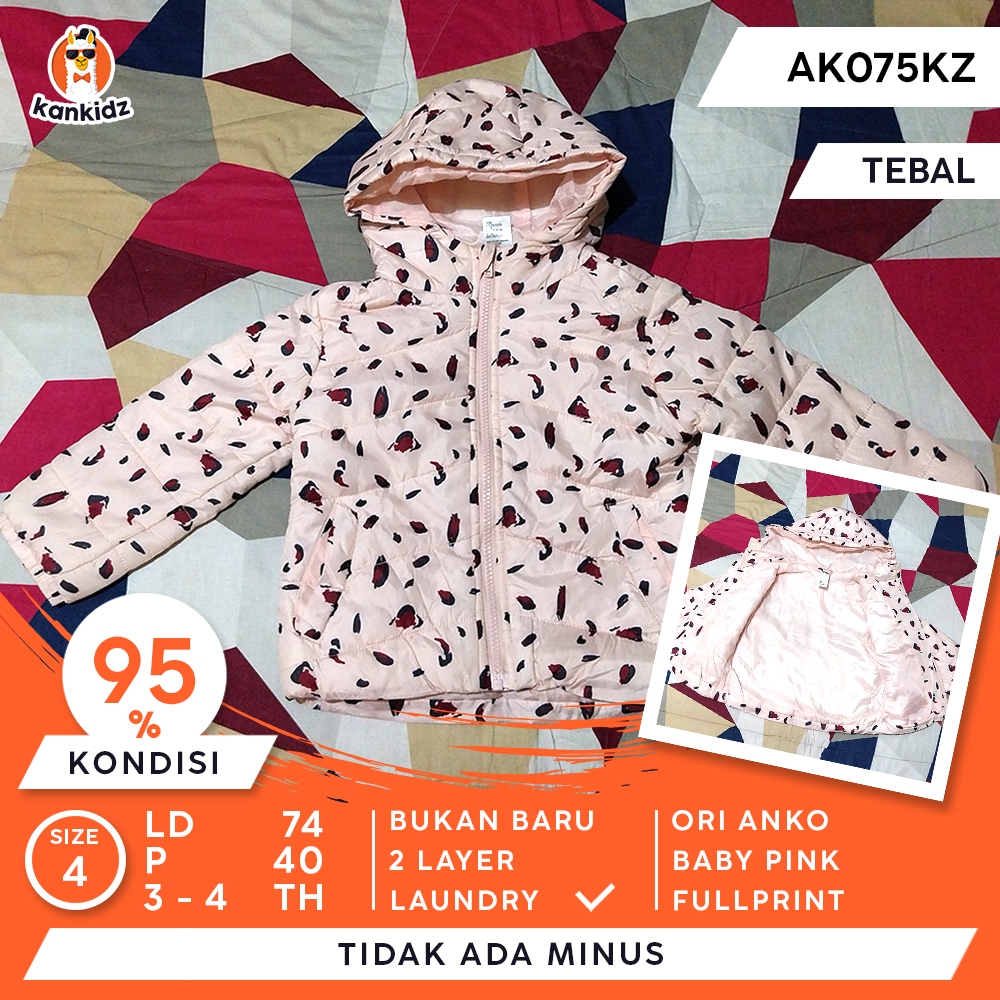SIAP PAKAI | Jaket Anak Tebal Anko | Baby Pink Fullpirnt Size 4