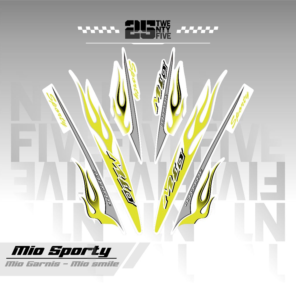 STRIPING MIO SPORTY API/VARIASI 11/DASAR PUTIH/STIKER MIO SPORTY/MIO SMILE/STRIPING MIO API/STIKER M