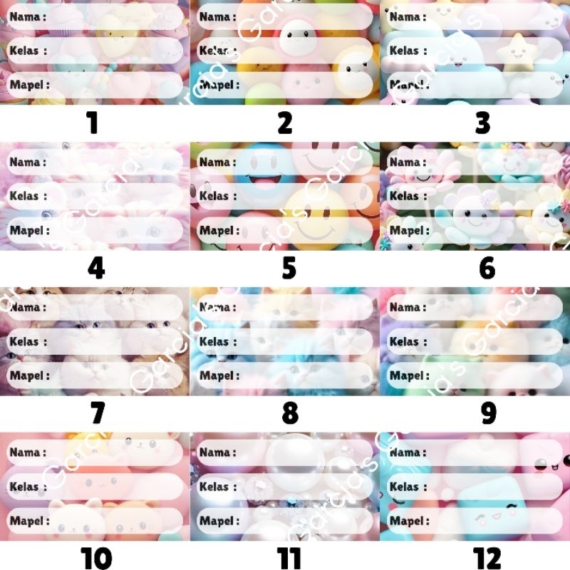 

Sticker mapel/mata pelajaran colorful kawaii / kucing / meow / warna warni